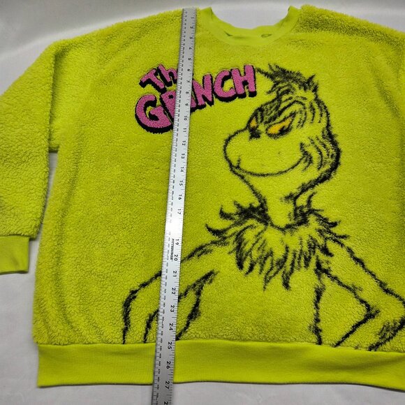 Grinch Fuzzy Fleece Sweater Womens XXL Christmas Sherpa Sweatshirt Pullover 1X - Picture 7 of 7
